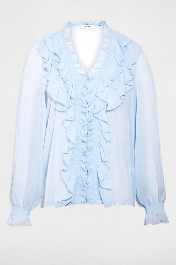 Morgan Camisa fluida com gola em bico Azul