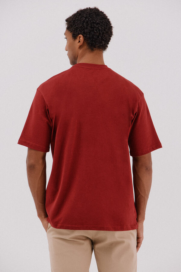 Cortefiel Basic T-shirt Maroon