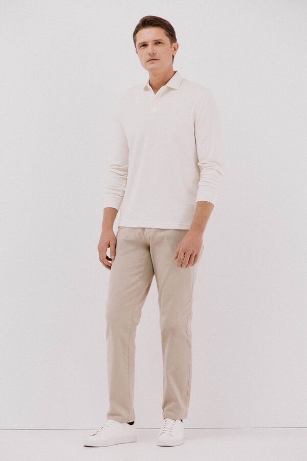 Cortefiel Polo refinado manga larga Marfil