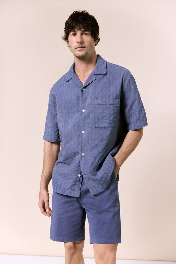 OOTO Plain short sleeve shirt Blue