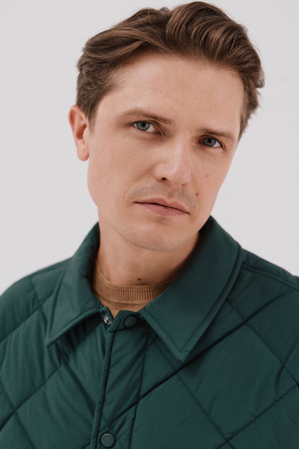 Cortefiel Quilted overshirt Dark green
