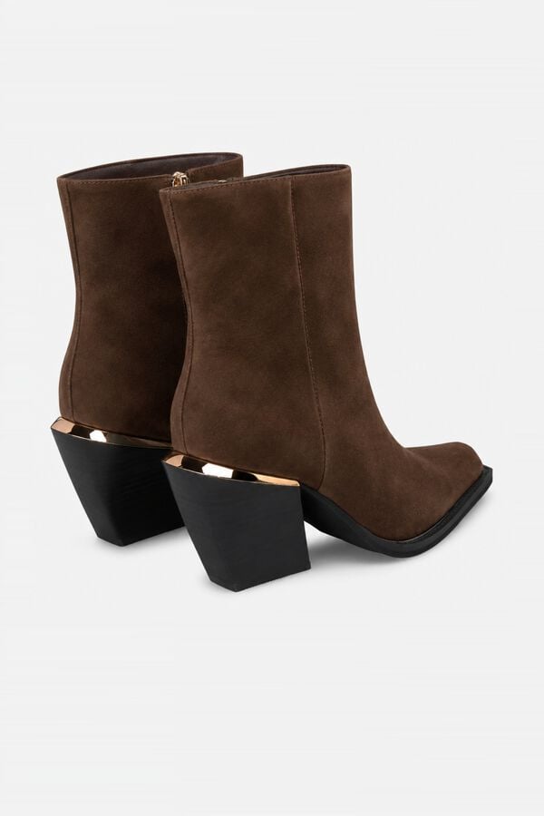 Alma en Pena Metallic leather ankle boot Dark brown