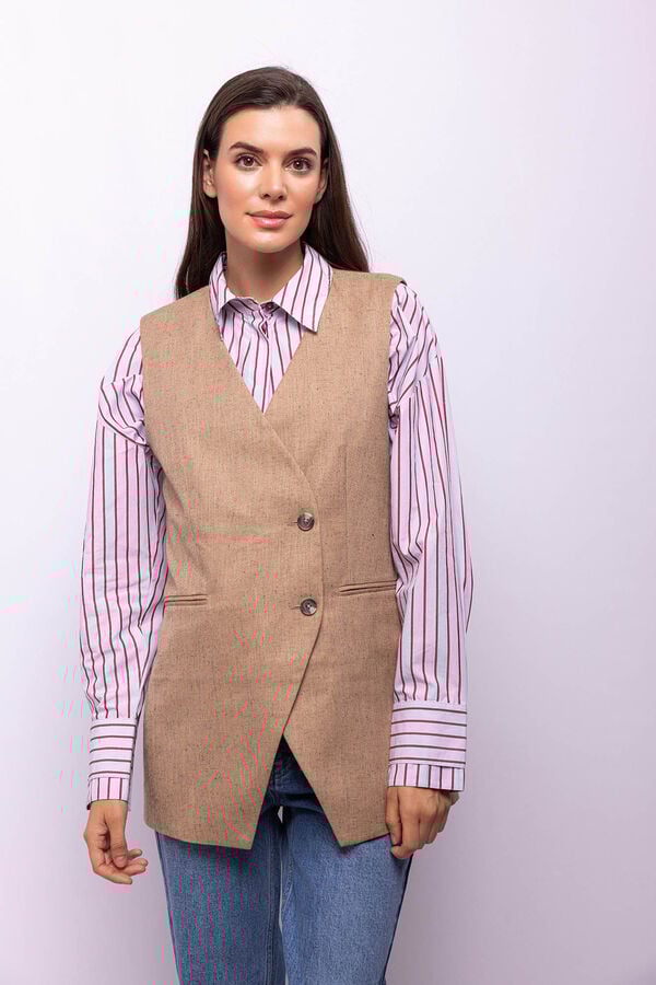 Object Colete trespassado de tweed Castanho