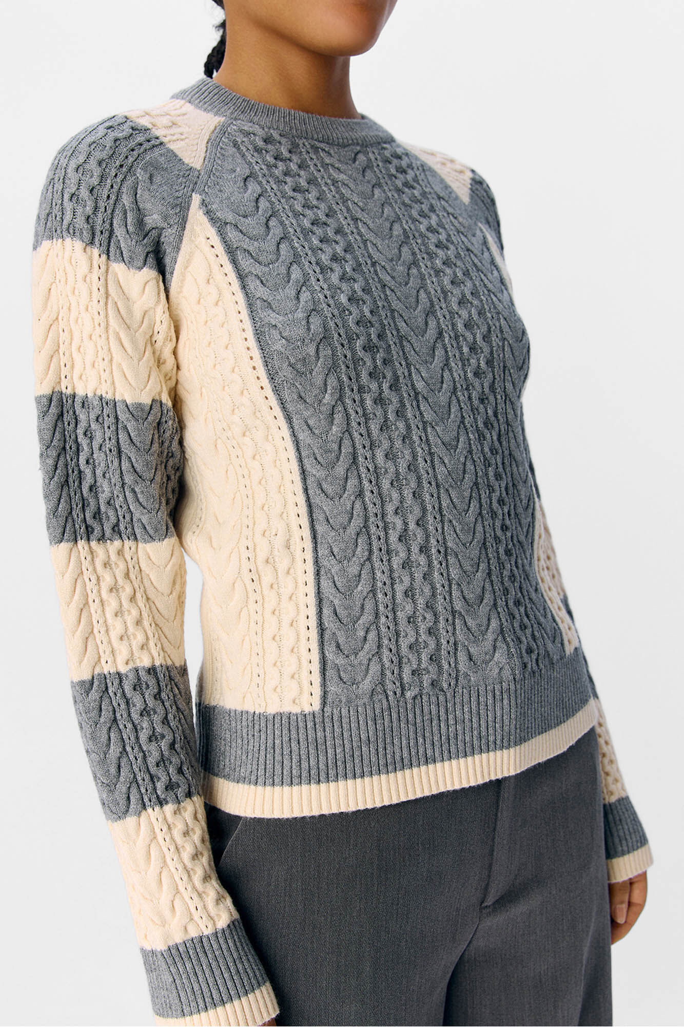 Object Two-tone cable - knit jumper