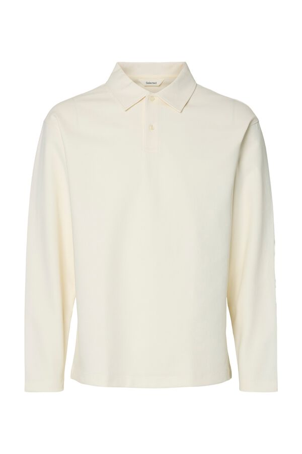 Selected Polo manga comprida relax Branco