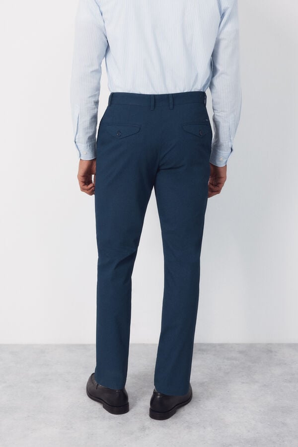 Cortefiel Regular microprint chinos trousers Blue