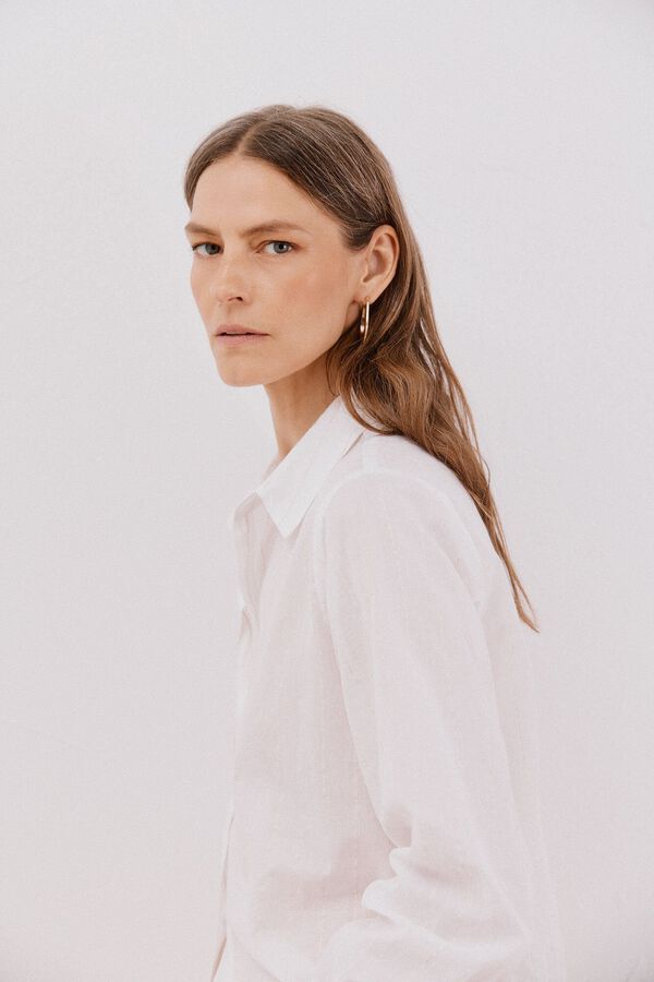 Cortefiel striped cotton shirt White
