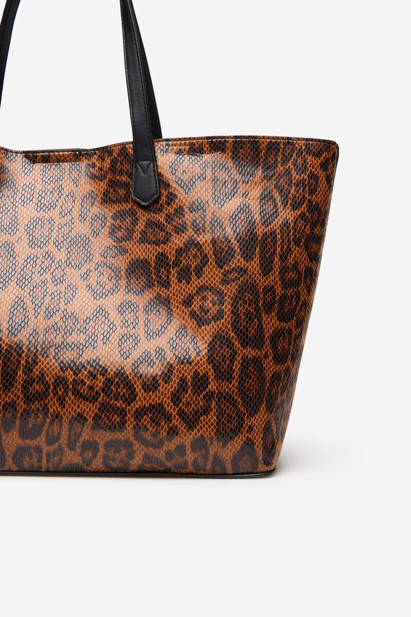 Cortefiel Bolsa de compras com estampado de leopardo Castanho