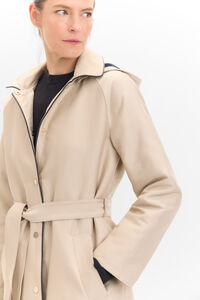 Cortefiel Satin trench coat with detachable hood Ivory