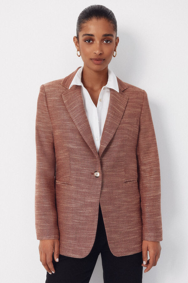 Cortefiel Textured fabric blazer Orange