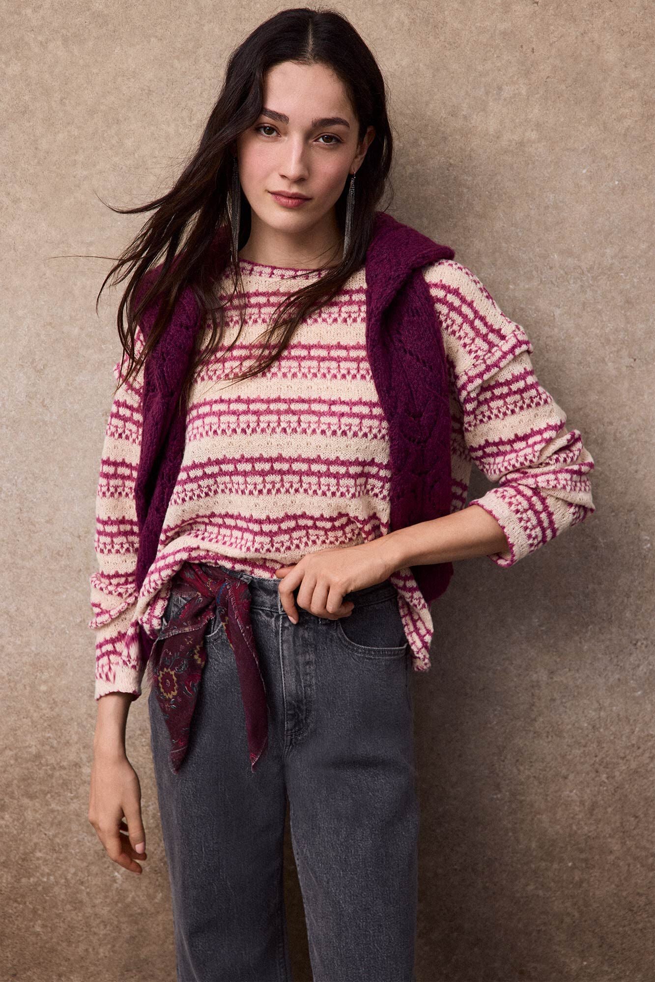 Slowlove Striped structure top