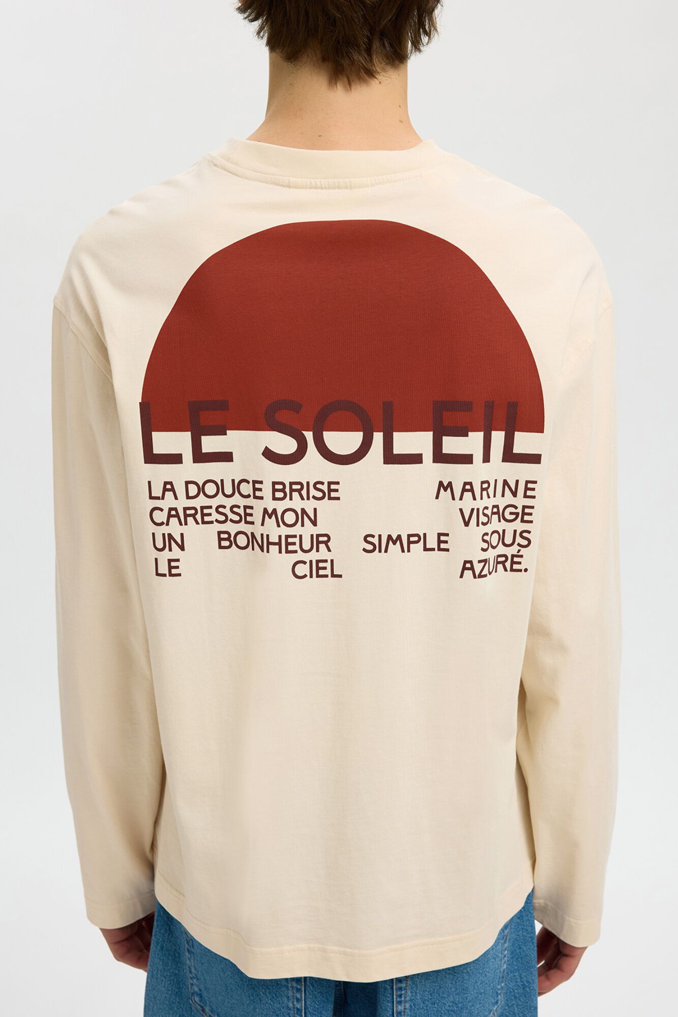 Selected T-shirt de manga comprida estampada