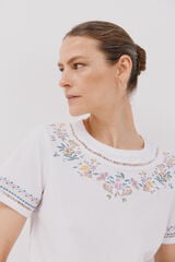 Cortefiel Embroidered t-shirt White