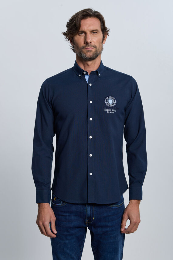 Camisa bordada azul marino