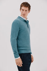 Cortefiel Jersey estructura lana cuello polo botones