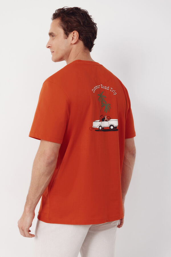 Cortefiel Graphic T-shirt Coral