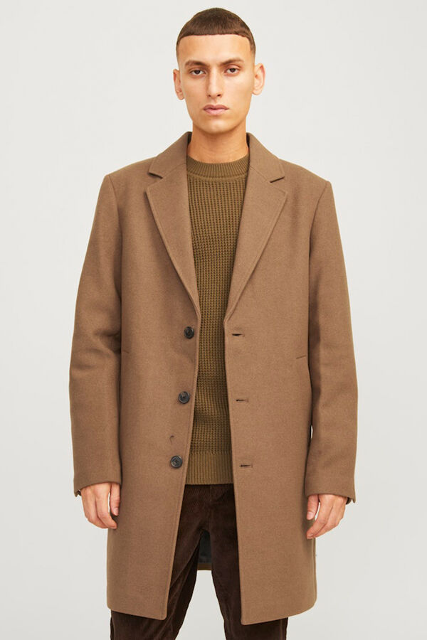 Cortefiel Lapel collar coat Brown