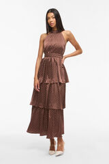 Vila Vestido de festa comprido de bolinhas Castanho