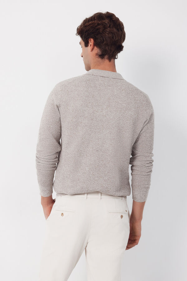 Cortefiel Torzal long sleeve polo shirt Beige
