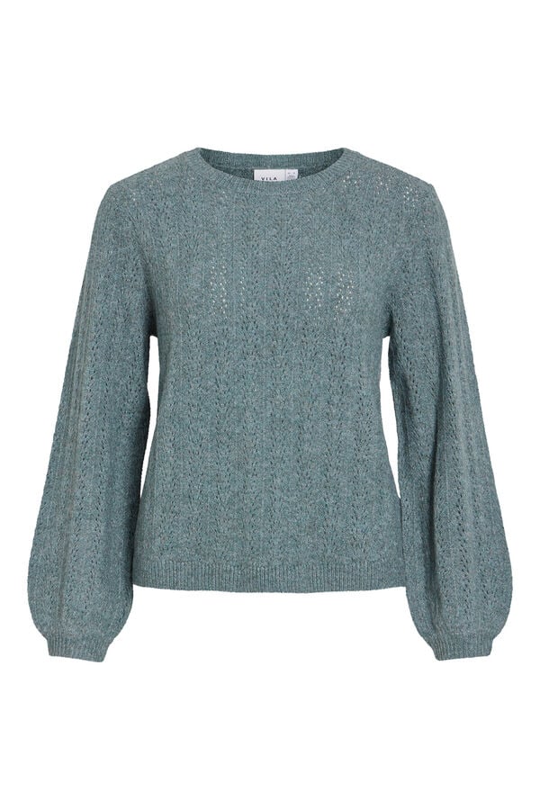 Vila Openwork knit jumper Dark green