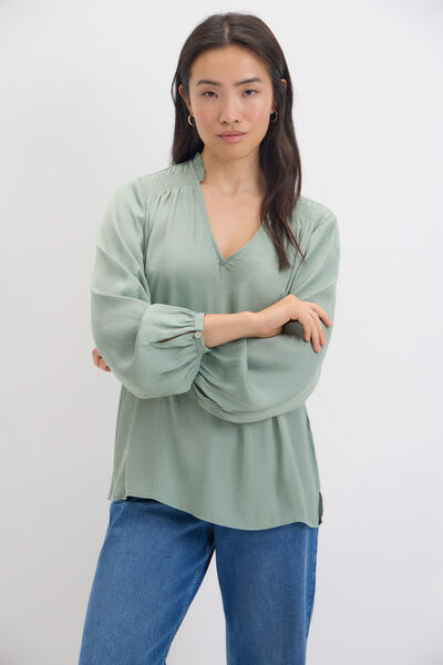 Cortefiel Blusa acetinada fluída Verde