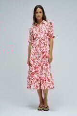 Salsa Jeans Vestido camiseiro com padr&atilde;o floral Vermelho