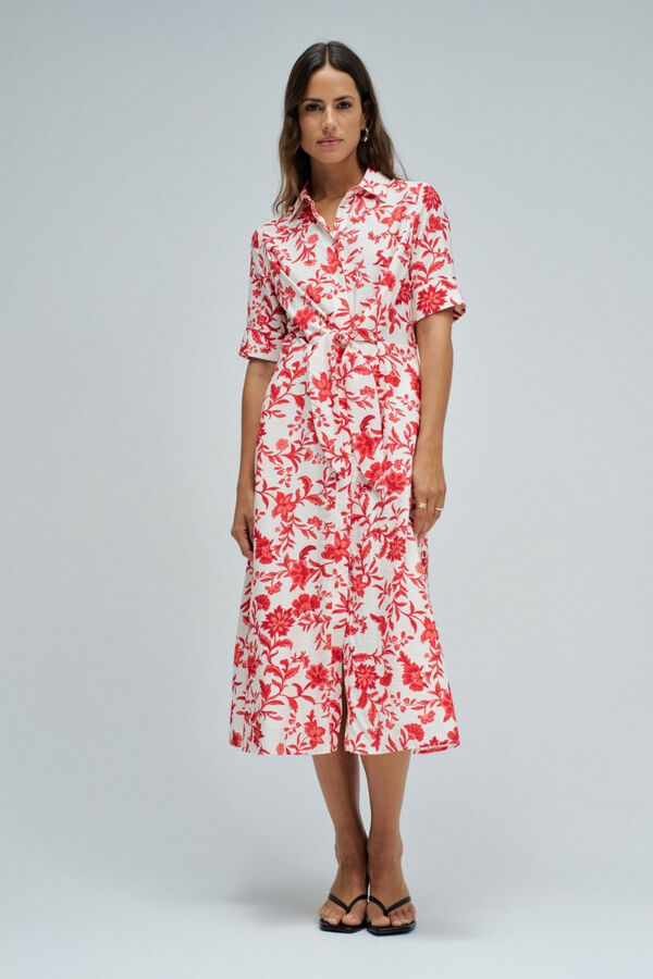 Salsa Jeans Vestido camiseiro com padr&atilde;o floral Vermelho