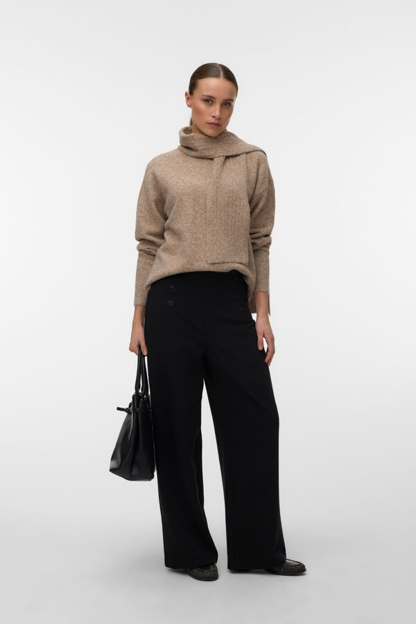Vero Moda Camisola com gola cachecol Castanho