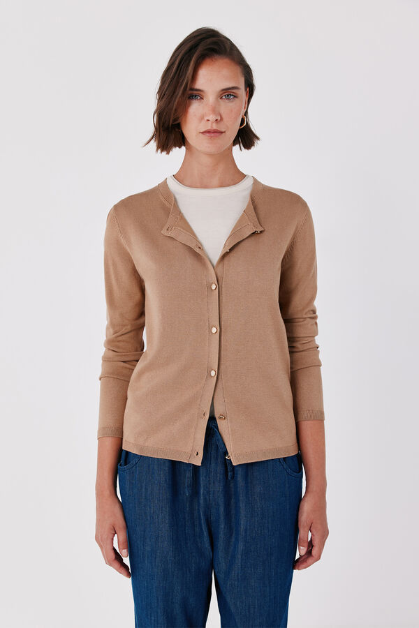 Cortefiel Basic knit jacket Nude