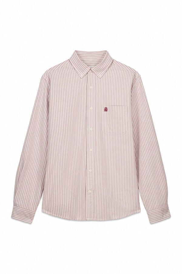 Cortefiel Striped oxford shirt Maroon