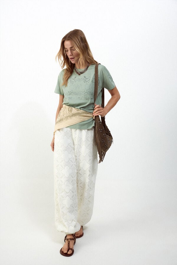 Slowlove Camiseta bordado Kaki