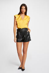 Morgan Shorts justos de couro sintético Preto