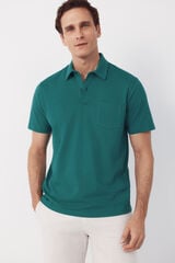 Cortefiel Plain pocket polo shirt Green