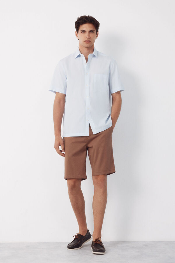 Cortefiel Striped short sleeve shirt Blue