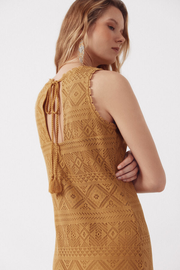 Cortefiel Mustard crochet dress Yellow