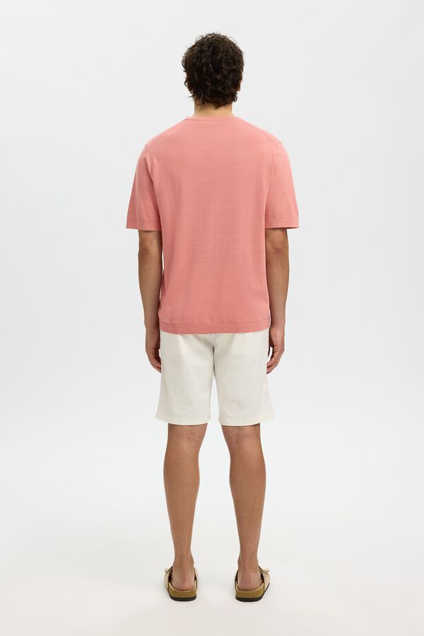 Selected T-shirt de manga curta de homem em malha lisa Subiu