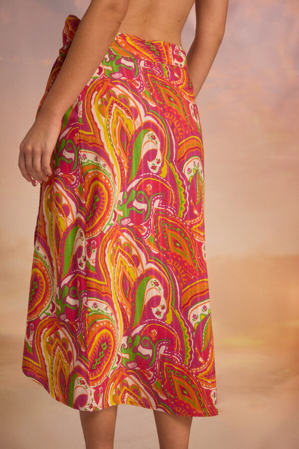 Cortefiel Printed sarong skirt Multicolour