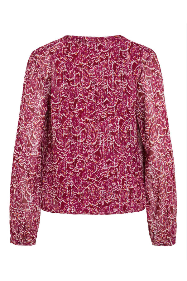 Vila Blusa manga longa com estampa de lurex Subiu