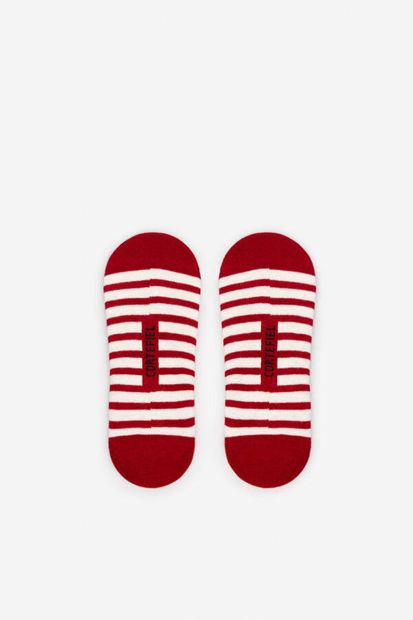 Cortefiel No-show socks with printed sailor stripes Red
