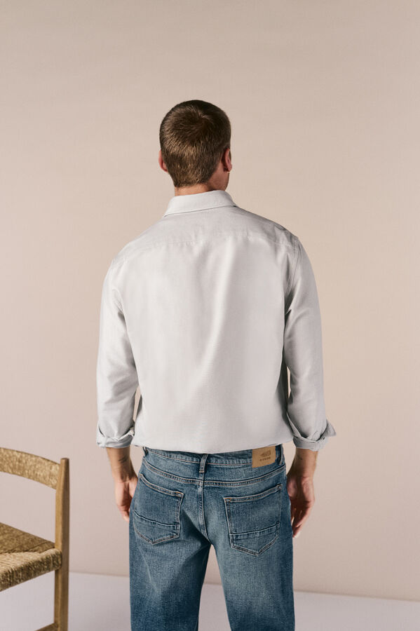 OOTO Camisa oxford liso manga larga Kaki