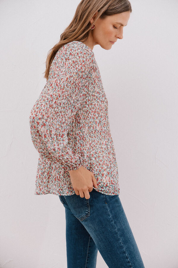 Cortefiel Blusa plissada Multicolorido