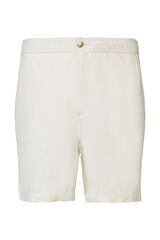 Cortefiel Pantalón corto de hombre monocolor con mezcla de lino y algodón Blanco