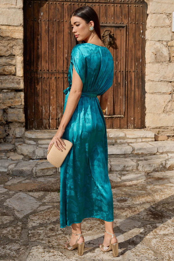 Cortefiel Vestido comprido com laço Azul