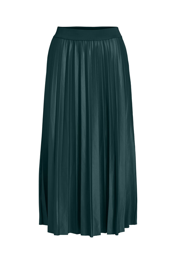 Cortefiel Pleated midi skirt Green