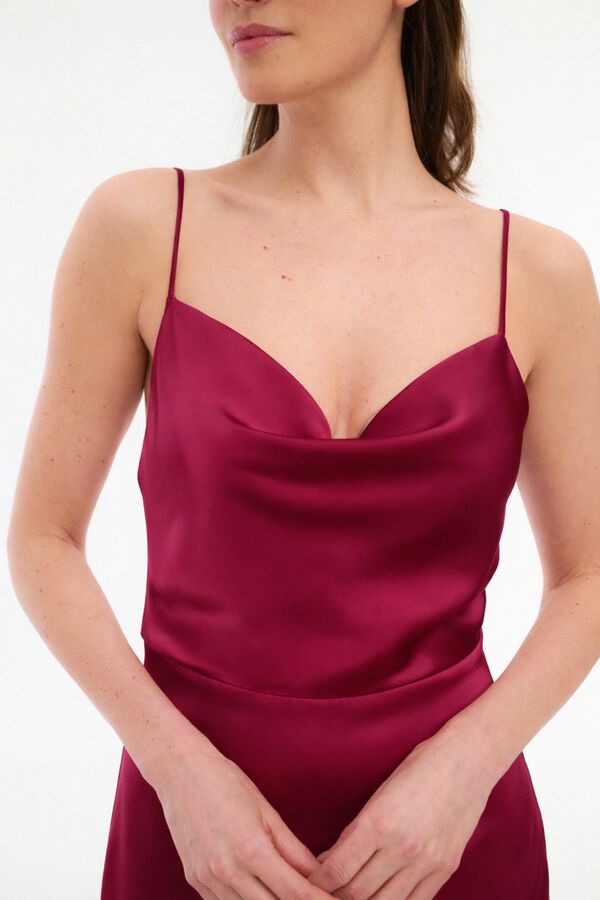 Vila Vestido midi acetinado de festa Granada