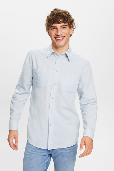 Cortefiel Camisa básica regular fit com linho Azul