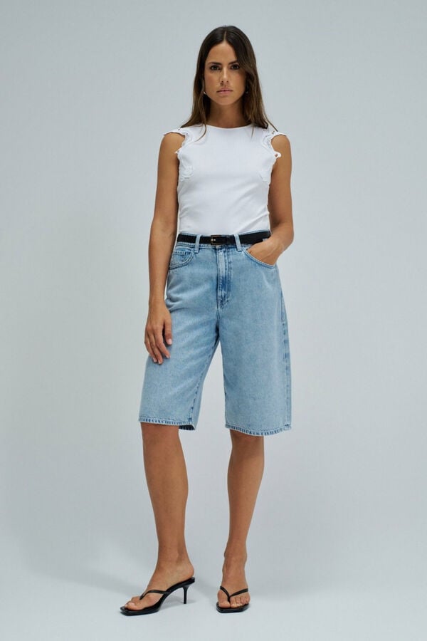 Salsa Jeans Top com renda nos ombros Branco
