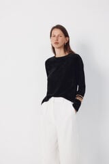 Cortefiel Camiseta chenilla Negro