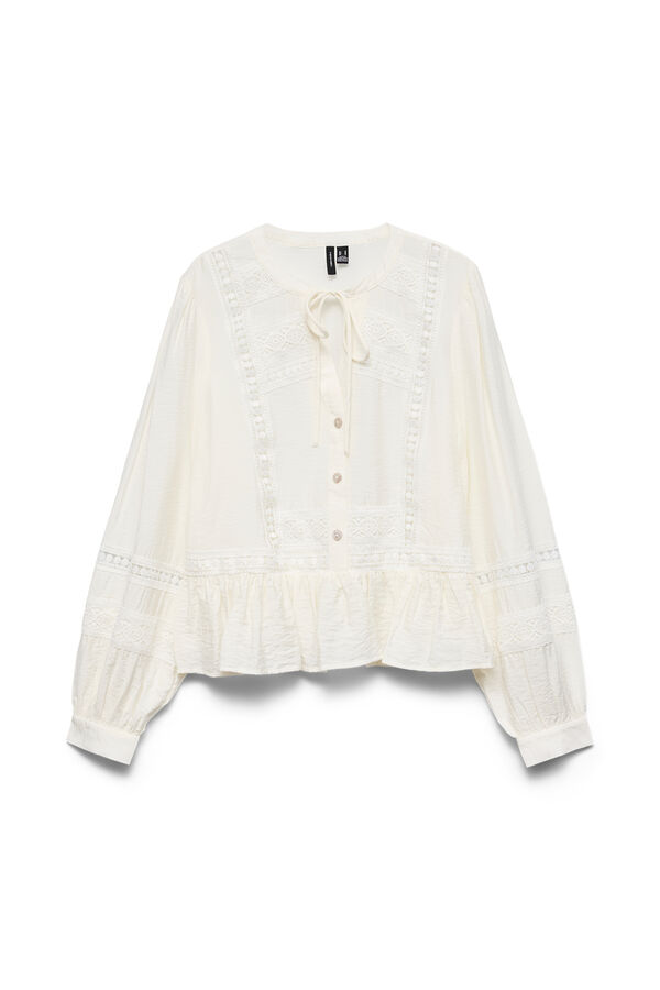 Vero Moda Blouse with lace and ruffles White