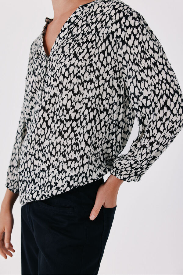 Cortefiel Printed fluid blouse Printed brown